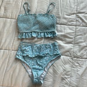 Floral two piece high waisted bikini